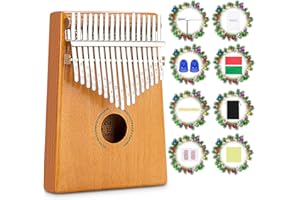 RENFOX 17 Teclas Kalimba, Mbira Madera Maciza Piano de Dedo, Set de Set de piano de dedo, Instrumento Musical Portátil, Pulgar Piano con Instrucciones de Estudio y Martillo de Afinación