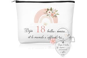 Xuniea Cadeau pour 18 Ans Fille Trousses de Maquillage à Fermeture Éclair et Porte-Clés avec Pendentif Fleur Cadeaux d'anniversaire Amusants pour Femmes, Camarades de Classe, Amis, Nièce