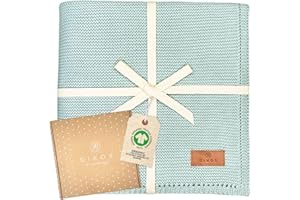 DIKOS Manta Bebé 100% algodón orgánico Gots | Mantita Bebé Necién Nacido | Manta de Punto para Niño y Niña | Accesorios para Bebes | Arrullo Bebe Recien Nacido Regalos Canastilla (Menta)