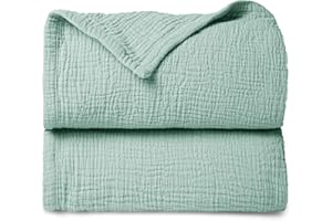 Lulu moon Muślinowy koc niemowlęcy – oddychający kocyk niemowlęcy, dla noworodków, miękki koc do raczkowania dla dzieci, muślinu, dla małych dzieci, dziewczynek, chłopców, 120 x 120 cm (szałwia)