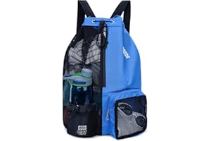 WANDF Swim Bag Mesh Drawstring Backpack with Wet Pocket for Swimming, Gym, and Workout Gear