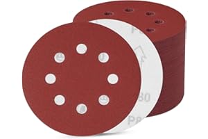 SINAND 80 Stück Schleifpapier 125mm Klett, Schleifscheiben 8 Loch, Exzenter Runde Schleifpapier (80 Stück 80 Körnung)