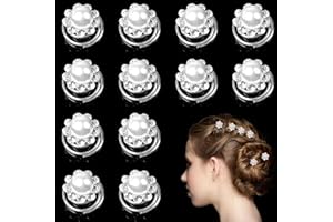 IMPODITIONGS 12 Pcs Belle Fleur de Cristal Spirale Perle Pince à Cheveux, Épingles à Cheveux de Mariée Épingles à Cheveux Perle, Mariage Bijoux de mariée Accessoires de Cheveux de mariée(Pearl)