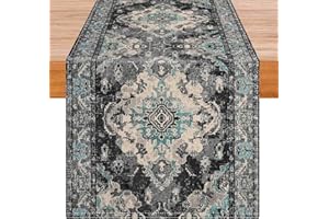 Avalune Camino de Mesa Gris Mandala Boho Étnico Moderno Rústico Lavable Decoración de Mesa para Interior Exterior Fiesta Decoración de Jardín Comedor 40x140 cm