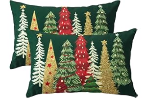 JOTOM Juego de 2 Fundas de Cojín de Navidad 40 x 60 cm Funda de Almohada Árbol Decoración para Sofá Silla Cama Sala de Estar Invierno Hogar (Rojo)