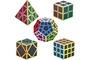 Coolzon Puzzle Cubes 5 Pezzi Megaminx + Pyraminx + 2x2x2 + 3x3x3 + Skewb in Giftbox Magico Cubo con Adesivo in Fibra di Carbonio Nuovo velocità
