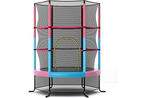 COSTWAY Trampolino Elastico Bambino in Acciaio, Tappeto Elastico Bambini da Esterno e da Interno, con Rete e Cusicnetti Antiscivolo