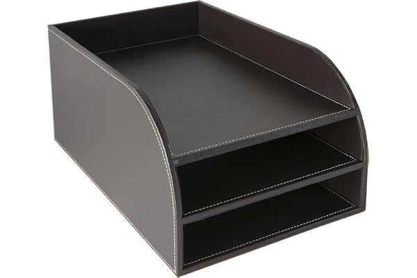 Osco Corbeille à courrier à 3 tiroirs en similicuir