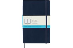 Moleskine Classic Dotted Paper Notebook, Soft Cover and Elastic Closure Journal, Color Sapphire Blue, Size Large 13 x 21 A5, 192 Pages