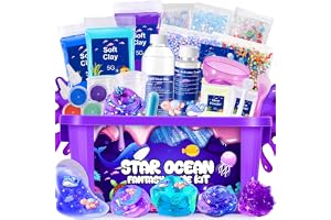 iKidiki Slime För Barn, Galaxy Ocean Slime Gör Det Själv Set Leksak För Barn Från 6 7 8 9 10 11 12 år Flickor Och Pojkar DIY