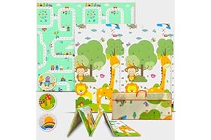 Babybaipro - Alfombra Bebe Acolchada Plegable 200x180x1 cm, Con Bolsa Transporte Reversible XPE, Impermeable, No Tóxica, Tapete Juegos Actividades Regalo Niña-Niño Cumpleaños Navidad. Baby PlayMat