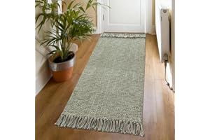 H.Versailtex Washable Carpet Runners 60 x 90 cm, Reversible Runner Rugs for Living, Hallway, Entryway, and Corridor - Long Runners for Narrow Spaces, Green