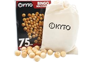 Kyto Bingo Holz Kugelset 75 TLG für Bingo Spiel & Gold Deluxe & Basic - ⌀ Durchmesser Kugel 1,3 cm