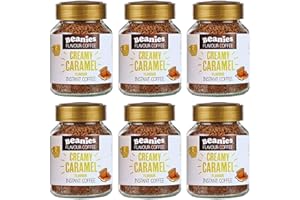 BEANIES FLAVOUR CO. 6X Beanies Creamy Caramel Flavoured Instant Coffee Jars: 50g per jar