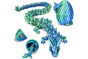 YILCER 3D Gedruckter Drache 28,5cm, Drachenei 11cm, Drachenei mit Drache, Dragon Tischdeko und Dragons Partygeschenk für Spielzeug ab 6 Jahre Jungen (Lasergrün)