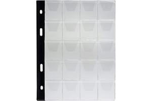 MC.Sammler 10 x Pagine per Album di Monete | 20 Tasche 35mm x 35mm per Monete Fino a 30 mm di Diametro | Fogli di Ricarica Extra per cartelle Portmonete Raccoglitore per Collezione di Monete