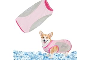 AOREETY Dog Cooling Vest, Breathable Mesh Material Pet Cooling Jacket, Elastic Summer Sun-Proof Ice Vest, Soft Cool Down Vest for Small, Medium Dogs Outdoor Activities-pink-XL