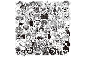 PRETTY SUNSHINE PRETTYSUNSHINE 100 Stücke Sticker Schwarz Weiss Stickerbomb, Gotisch Aufkleber Graffiti Sticker für Koffer Laptop Helm Auto Motorrad Fahrrad Skateboard Ordner, Wasserdicht Vinyl Totenkopf Sticker