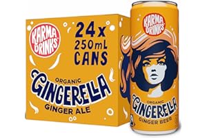 Karma Drinks Gingerella Ginger Ale - 24 x 250ml Cans - Natural Fizzy Soft Drinks, Fairtrade, Organic & Vegan
