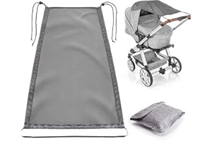 UNMOT Universal Pram Sun Shade,with UV Protection Cover 50+(Grey) Waterproof Rainproof,Baby Stroller Sun Cover for Pushchair, Buggy, Stroller and Carrycot