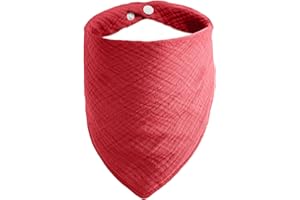 ICEMOOD Pet's Cotton Bandanas With Adjustable Snap Button For Small Puppy Solid Color Dogs Scarf, Wine Red, Medium, 5lbs - 30lbs