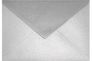 Netuno 100 enveloppes argentées nacrées C6 114x162mm Aster Metallic Silver rabat pointu enveloppes nacrées enveloppes brillantes métallisées pour invitations anniversaires mariage cartes de vœux Noël