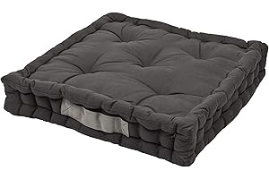 ALPHADECO Sitzkissen Uni 40x40x6cm aus 100% Baumwolle - mehrere Farben - Stuhlkissen Sitzkissen Sitzauflage Eckbank (Grau/Anthrazit)