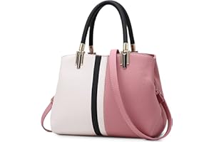 FOLOVEYA Mode Bolsos de Mujer Elegante Bolsos de Mano Diseñador Marcas Bolso Señoras Bolso Bandolera Bolse de Hombro PU Cuero para Compras Trabajo Citas Bolsos Totes Rosa