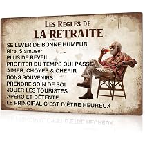 Plaque déco - Les règles de la retraite - Aluminium - Humour rétro - 15x20cm - Maison Plaque déco - Les règles de la retraite - Aluminium - Humour rétro - 15x20cm - Maison