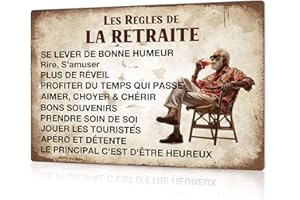 Putuo Decor Plaque Alu Retraité Murale Métal – Panneau Humour « Les Règles de la Retraite » – Décoration Vintage pour Maison, Salon, Terrasse, Cadeau Retraite Homme