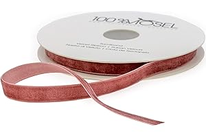 100% Mosel Nastro per Decorazioni Velluto, in Rosa Antico (1 cm x 10 m), Nastro da Regalo Effetto Velluto, Nastro elegante per Decorazioni & Creazioni, per Confezionare Regali speciali
