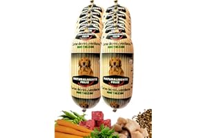 Naturalmente Feliz Alimento Natural casero para Perros, húmedo con Carne Fresca y Verduras Frescas - 90% Carne (12x450gr) (Cocido Ternera y Verduras)
