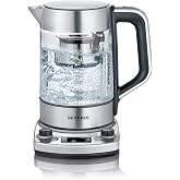 SEVERIN - Glass tea and water kettle with automatic lift, 1.7 L, 3000 W, Heating element hidden by stainless steel plate, sta