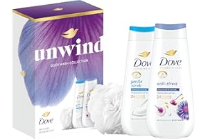Dove Gift Set Unwind Duo with two body washes and a Shower Puff perfect gift for her 2 piece