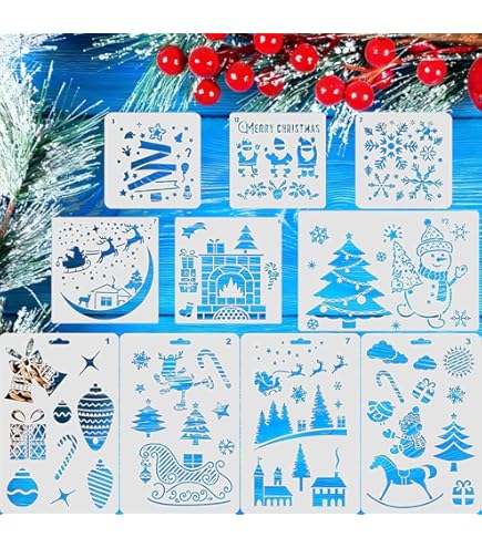 Aladine Pochoir Couronnes De Noël 30 X 30 Cm Pochoir Noël