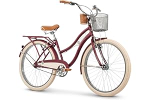 Huffy Deluxe Cruiser Girls and Womens Bike – 20", 24" & 26" Sizes – Multiple Colours – Classic Single-Speed Comfort Bicycle + Basket