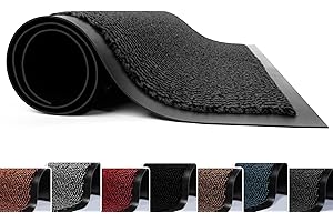 FB FunkyBuys Washable Door Mats - Heavy Duty, Non-Slippery & Stylish Floor Mat - Door mat indoor Large Rubber Indoor & Outdoor Doormats for Perfect Dust Grabbing (Anthracite-waved, 40 x 60 CM)