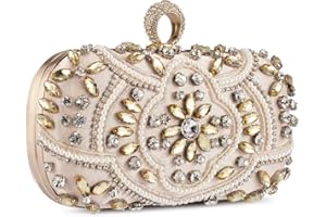 UBORSE Women's Elegant Luxury Clutch Bag Small Wedding Party Prom Bag with Detachable Chain Rhinestone Bags