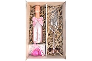 SPARKLEWARE Bottega Rose Gold Spumante Sparkling Wine 20cl Gift Set With Sparkling Pink Champagne Flute, Chocolates And Gift Box - Congratulations or Thank you Gift With Personalised Gift Message (Metallic Stem)