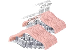 ManGotree Colgantes de terciopelo para bebés de 30 cm con clips móviles, Perchas antideslizantes para niños, perchas para niños ultra delgadas que ahorran espacio (28 traje, rosa)