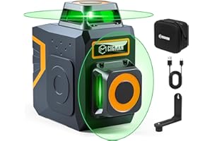 CIGMAN Kreuzlinienlaser Grün 2 x 360 Grad Laser Nivellierlaser mit wiederaufladbarer Lithiumbatterie, Magnethalter und Typ-C-Ladekabel, einstellbare Helligkeit zum Energiesparen, CM-720SE