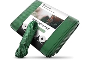 Springreen Abdeckplane Wasserdicht 4x6m mit Ösen, Universell einsetzbare Plane, Gewebeplane zum Schutz von Möbeln, Holz, LKW und als Zeltunterlage, Sonnenschutz, Vorzeltteppich, Camping Teppich