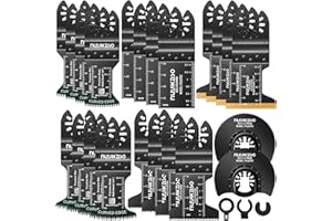 NUYIKASO 25pcs Multi Tool Blade Set for Wood Metal Screws Plastic Extra Broad Arc Edge Oscillating Saw Blades Titanium Multitool Accessories Quick Release Compatible with Bosch Fein Ryobi Dremel Makita