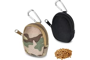 Fuletooye 2 Pcs Small Dog Treat Pouch, Hand-Free Dog Treat Bag, Waterproof Dog Snack Pouch Training Pouch Pocket Size Pet Travel Walking Walk Treats Pouch with Mezzanine and Carabiner