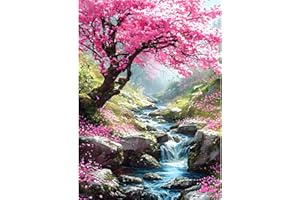 QINRUBB DIY 5D Arbre de Vie Peinture Diamant Painting Kit, 5D Fleurs Art du Diamant Complet Kits, Ruisseau Rivière Diamond Art Kits Point de Croix Painting pour Adultes Débutants Maison Décor 30x40 cm