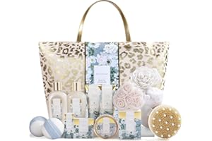 Bath Sets for Women-Spa Luxetique Spa Gift Set,15pcs Jasmine Luxury Bath Gift with Essential Oil, Bubble Bath, Body Butter, Gifts for Mum, Womens Gift Sets, Birthday Gifts for Her, Mothers Day Gifts
