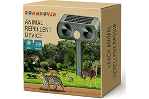 ROAMROVER 1 Pz Dissuasore per Gatti, Ultrasuoni Piccioni, Dissuasori per Gatti da Esterno, può Respingere Efficacemente, Uccelli, Volpi, Procioni, Conigli e Roditori