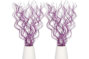 GEOSAR 50 Stück Weihnachten Glitzer Lockig Ting Ting Zweige Dekorative Vasenfüller Zweige Künstliche Äste und Zweige für Vasen für Weihnachtsbaum Girlanden Kranz Heim Deko, 18 Zoll (Lila)