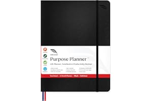 ROTERUNNER Purpose Planner B5 Undated Monthly Weekly Daily Productivity Journal 2024 Life Health Goal Setting Business Tool for Professionals Moms Academic Student Organizer Notebook (7.5”x9.8” Black Softcover)