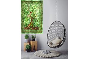 AVA Collections Tapisserie murale Arbre de vie Bohème Housse de table Serviette de plage (Vert, 101,6 x 76,2 cm)